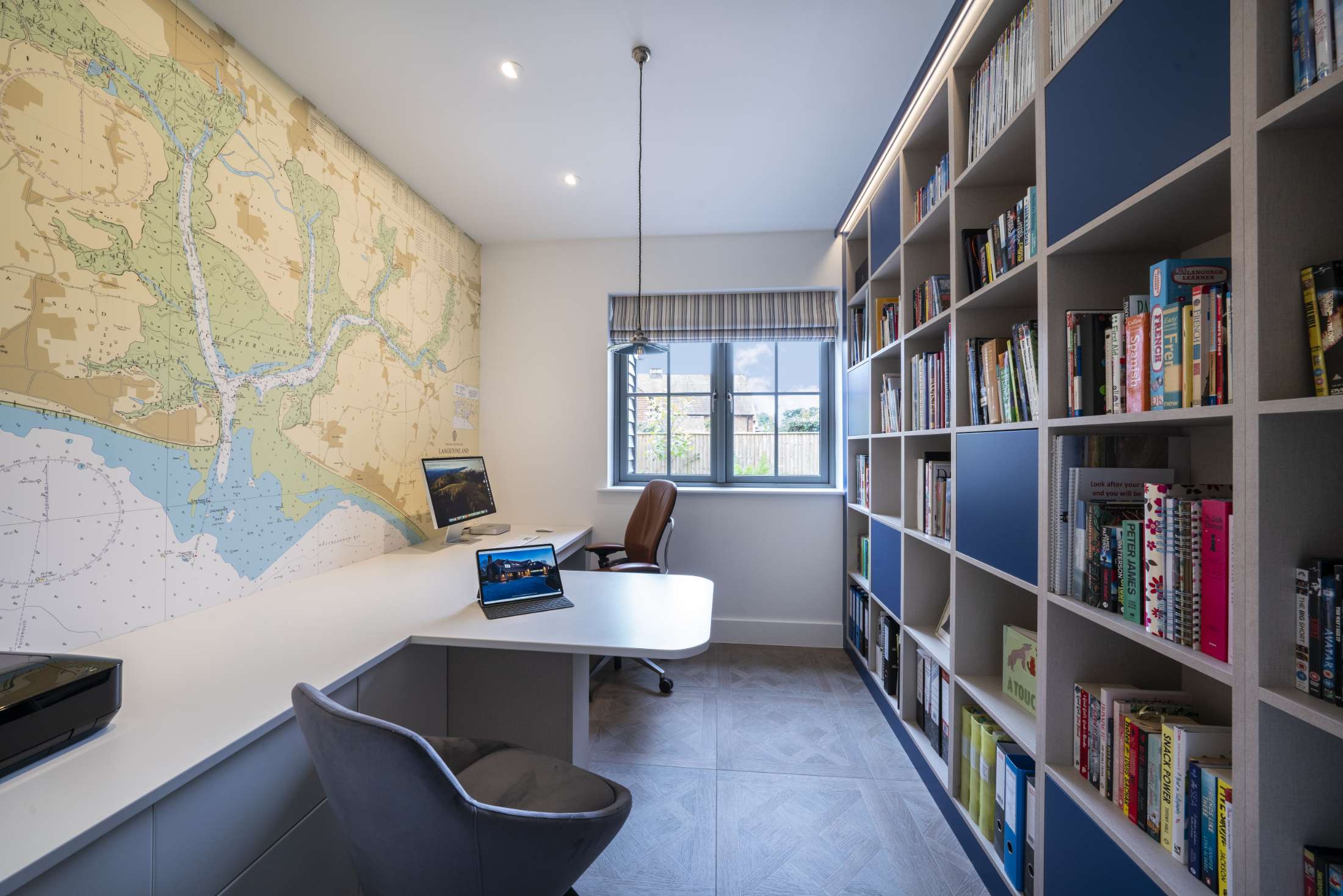 Interior of Skyfall development showing office area with desk and bookcase